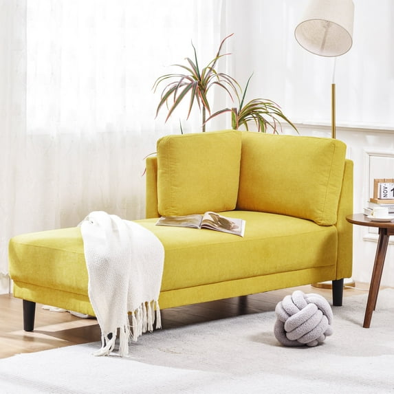 Bellemave Upholstered Fabric Corner Lounge Chair with Left Armrest and Stable Legs, Leisure Accent Chaise Sofa Couch for Bedroom, Office, Living Room, Yellow
