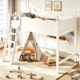thumbnail image 1 of Bellemave Twin Size Loft Bed with High Guardrails, Solid Wood Loft Bed Frame with Ladder for Kids, Ample Under-Bed Space, Space-Saving Design (Beige), 1 of 9