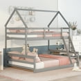 thumbnail image 1 of Bellemave Wood House Bunk Bed with Ladder, Low Twin over Full Bunk Beds, Separable Bunk Bed for Bedroom  (Gray), 1 of 9