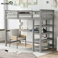 thumbnail image 1 of Bellemave Twin Size Loft Bed with Desk and Shelves, Wood  Loft Bed Frame with 4 Tier Storage Rack (Gray), 1 of 10