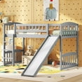 thumbnail image 1 of Bellemave Wood Twin Size Low Loft Bed with Slide, Kids Loft Bed Frame for Boys & Girls (Gray), 1 of 10