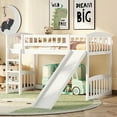 thumbnail image 1 of Bellemave Wood Twin Size Low Loft Bed with Slide, Kids Loft Bed Frame for Boys & Girls (White), 1 of 10