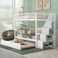 thumbnail image 1 of Bellemave Wood Twin over Twin Bunk Bed with Trundle, Storage Stairs - Separate into 2 Twin Beds - Modern, Space-Saving Design  - White, 1 of 9