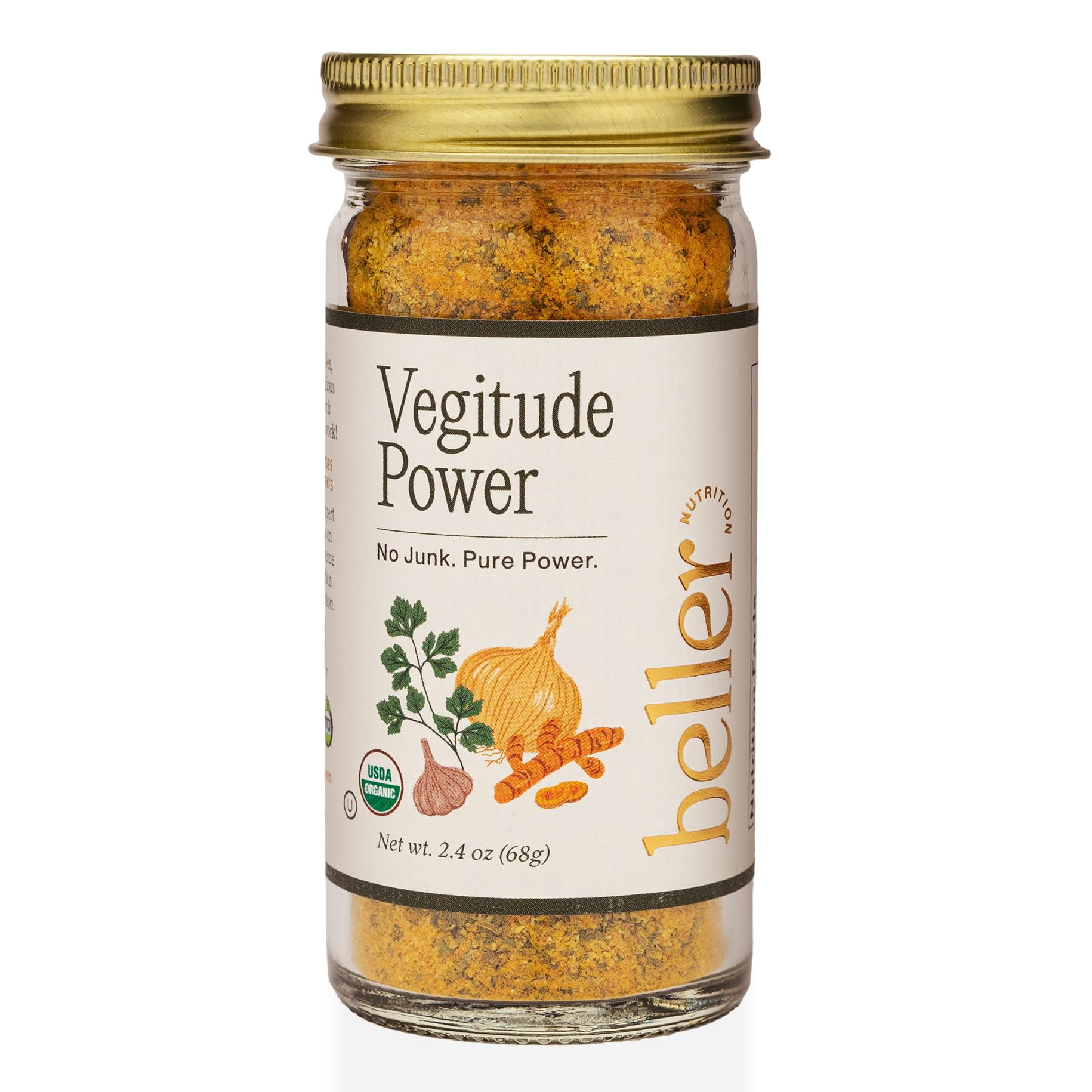 Beller Nutrition Vegitude Power DPF11| 1.4 oz | Organic Garlic Powder No Salt Seasoning Spice Blend with Tumeric & Parsley | All-In-One Seasonings and Spices for Cooking Complete Seasoning