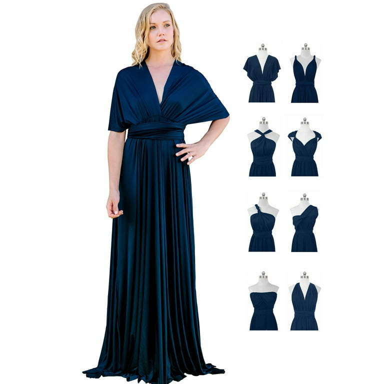 Belles Design Womens Infinity Bridesmaid Evening Transformer Maxi Dress Regular and Plus Size