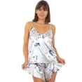 thumbnail image 1 of Belles Design Womens Sexy Floral Satin Silk Cami Shorts set 2 Piece Pajama Bridal Lingerie Sleepwear, 1 of 14