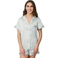 thumbnail image 1 of Belles Design Womens Short Sleeve Satin Silk Pajama Set Button Down 2 pieces Loungewear Sleepwear, 1 of 16