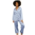 thumbnail image 1 of Belles Design Womens Silk Satin Pajama Button Down Long Sleeve and Pants Set Sleepwear Loungewear S To XXL, 1 of 15