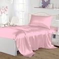 thumbnail image 1 of Belles & Whistles Satin Charmeuse Silky Sheet Set, Pink, King, 1 of 6