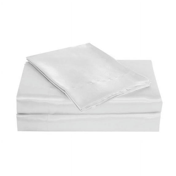 Belles & Whistles Satin Sheet Set, Queen Size - White