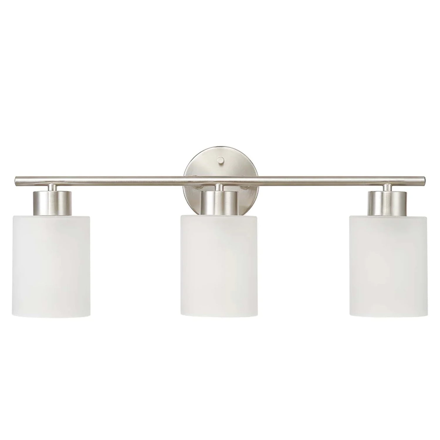 Brushed Nickel 3-Light Vanity Fixture with Frosted Glass Shades