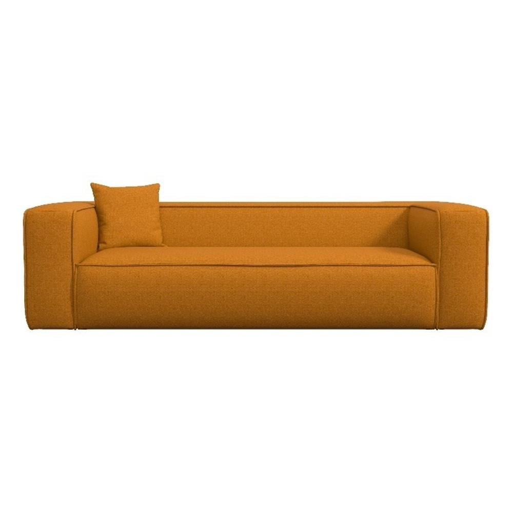 Bellevue Modern Furniture Style French Boucle Fabric Sofa in Dark Yellow