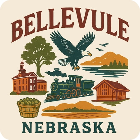 Bellevue Nebraska Keepsakes Souvenir Vinyl Sticker – Destination Travel Keepsake Collectible (3-Inches Wide)