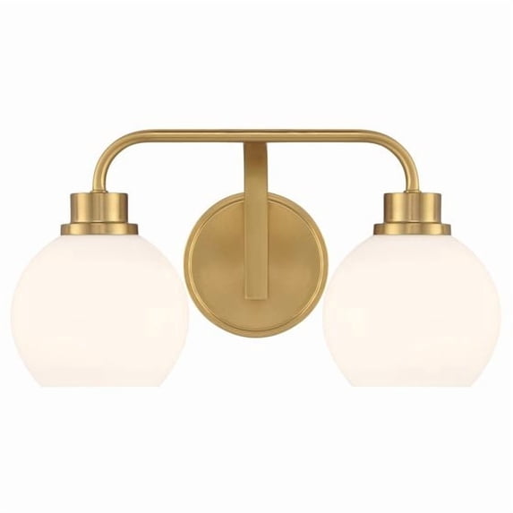 Meridian M80080NB 2-Light Bathroom Vanity Light in Natural Brass