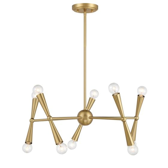 Meridian M100128NB 10-Light Chandelier in Natural Brass