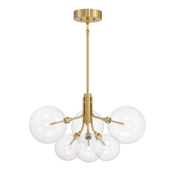 Meridian M100135NB 6-Light Chandelier in Natural Brass