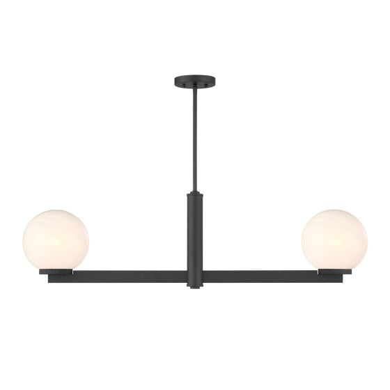 Meridian M100124MBK 2-Light Linear Chandelier in Matte Black
