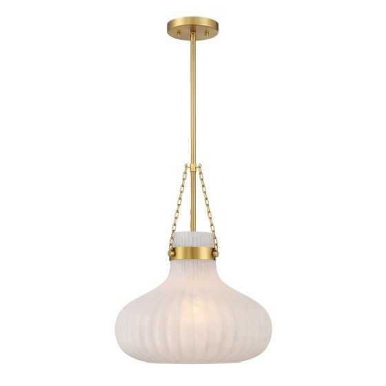 Meridian M7046NB 1-Light Pendant in Natural Brass