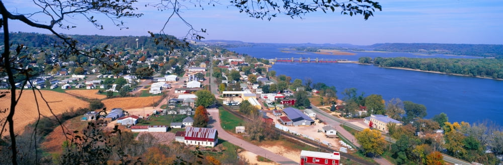 Bellevue State Park and Great River Road Lock Dam 12 Bellevue Michigan Canvas Art - Panoramic Images (36 x 12)