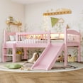 thumbnail image 1 of Bellemave Twin XL Loft Bed with Storage Shelves, LED Lights, Full-Length Guardrails, Solid Wood Frame, No Box Spring Needed, Available in Pink, 1 of 9