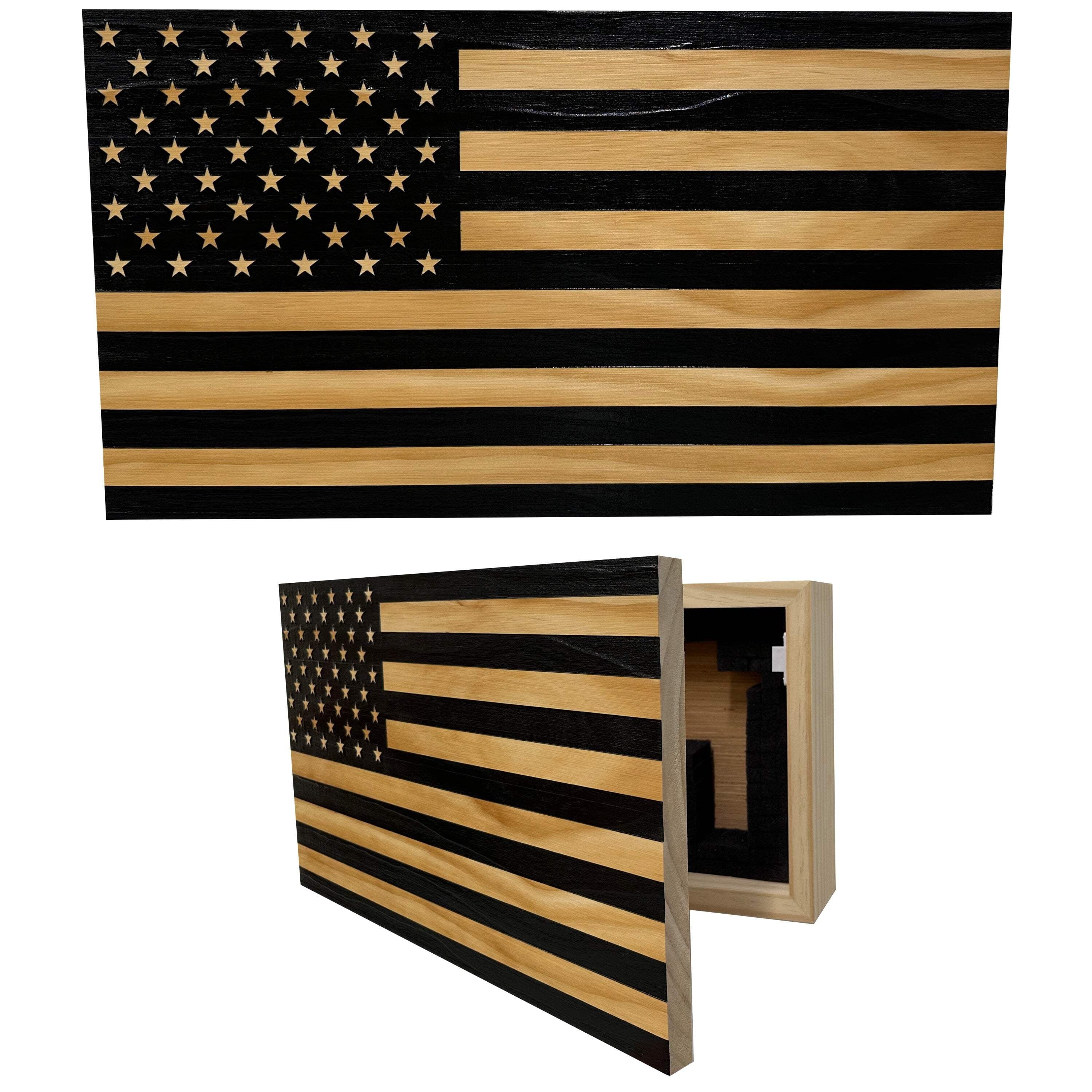 Bellewood Designs American Flag Decorative  Secure Wall-Mounted Gun Cabinet (Black)