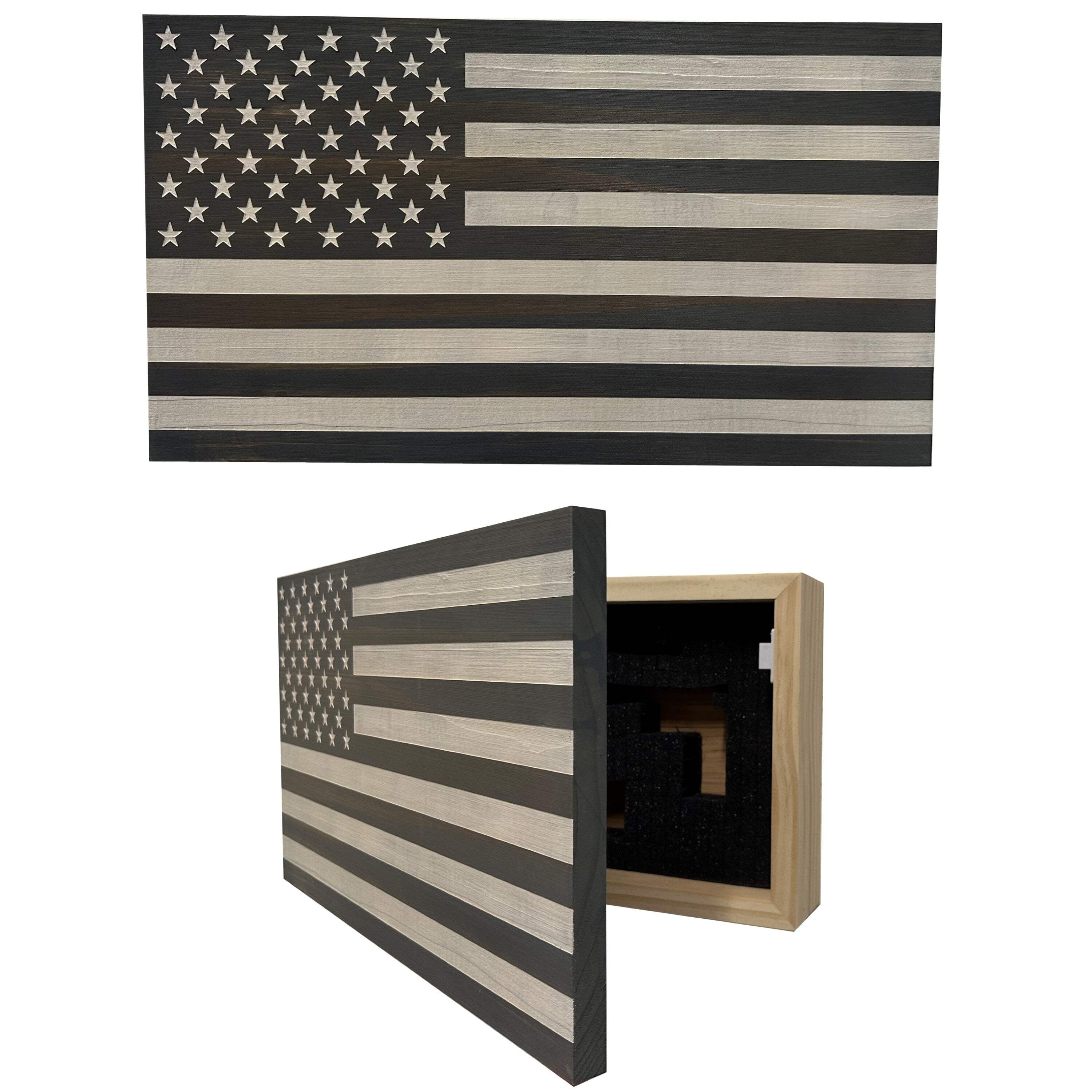 Bellewood Designs American Flag Decorative  Secure Wall-Mounted Gun Cabinet (Gray  White)
