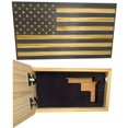 thumbnail image 1 of Wood Gray Carved American Flag 2-3 Gun Storage Magnetic Lock Pistol Safe Cabinet Decor, 1 of 7