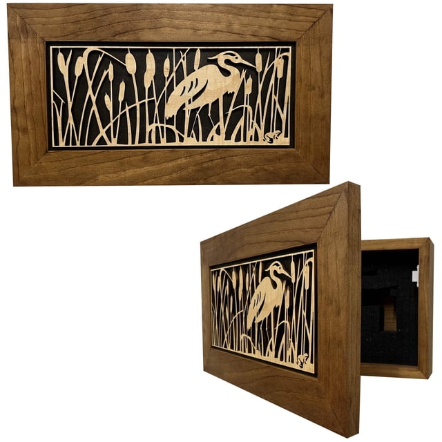 Bellewood Designs Decorative Gun Safe Heron in Cattails Wall-Mounted ...