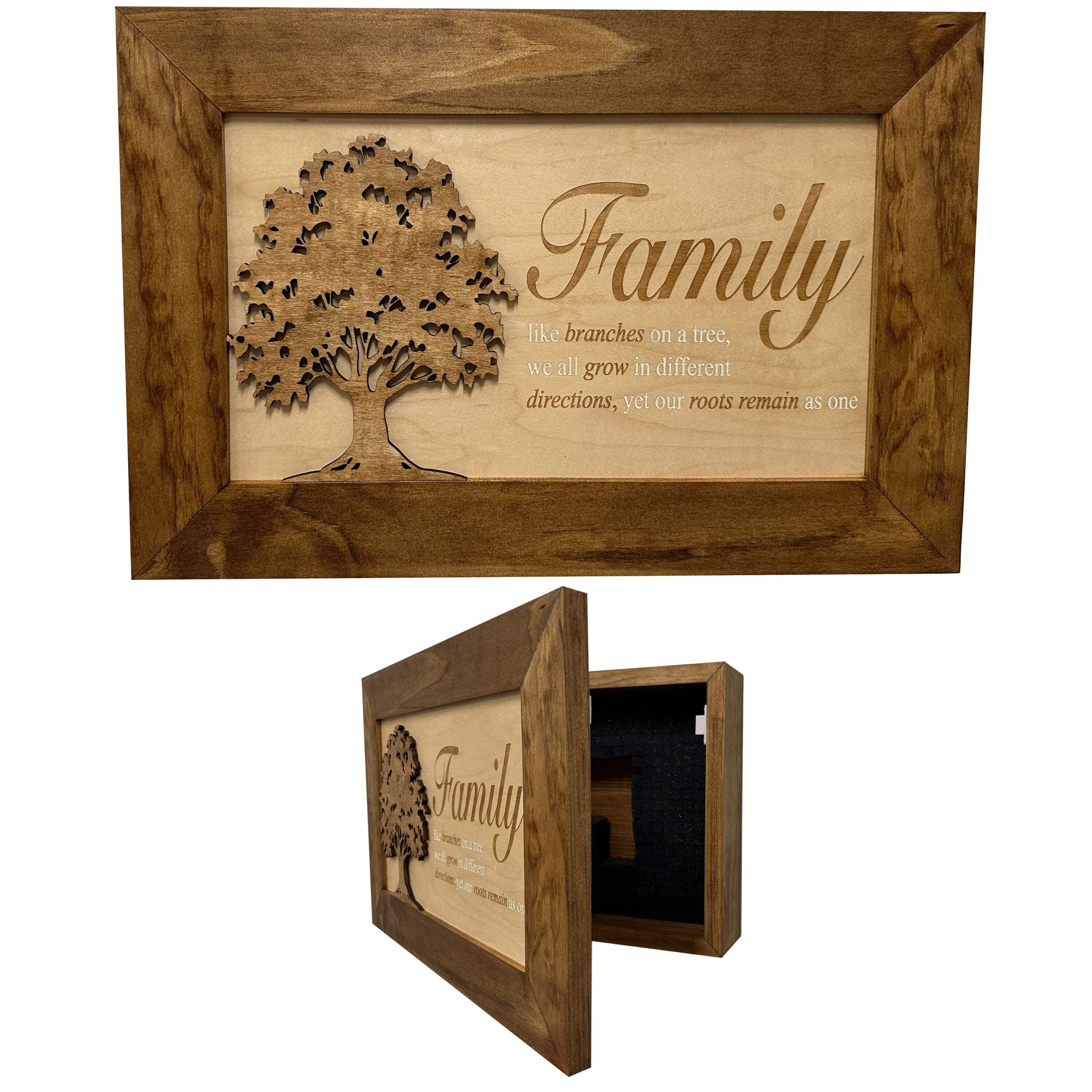 Bellewood Designs Decorative Secured Gun Storage Cabinet with Family Branches (Early American)