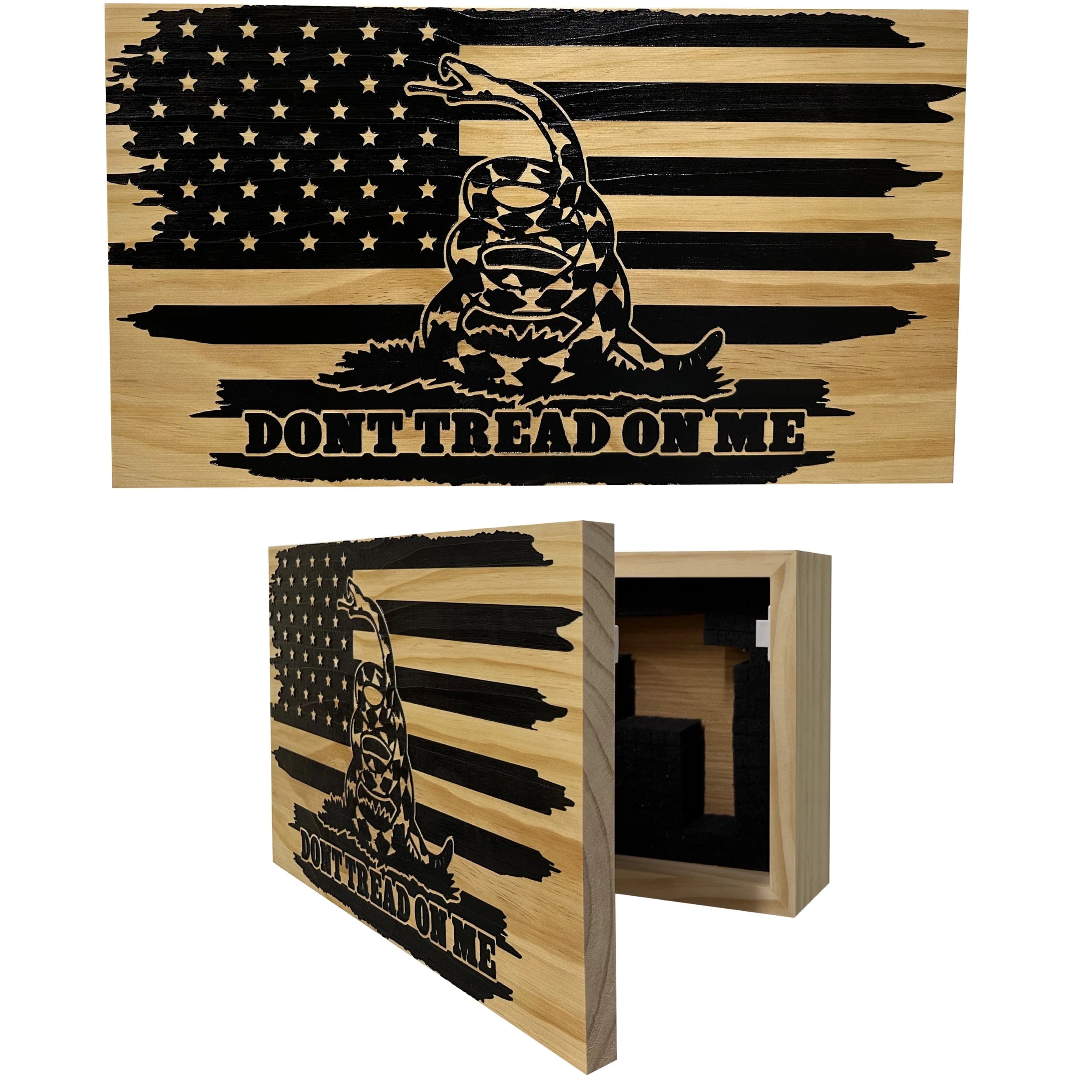 Bellewood Designs Dont Tread On Me Secure Decorative Wall-Mounted Gun Cabinet (Distressed)