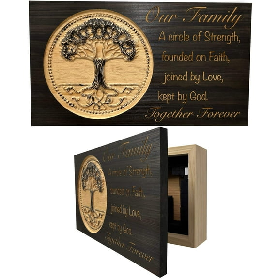 Bellewood Designs Our Family Tree Roots Wall Decoration Gun Safe - Securely Store Your Gun Safely in Plain Sight