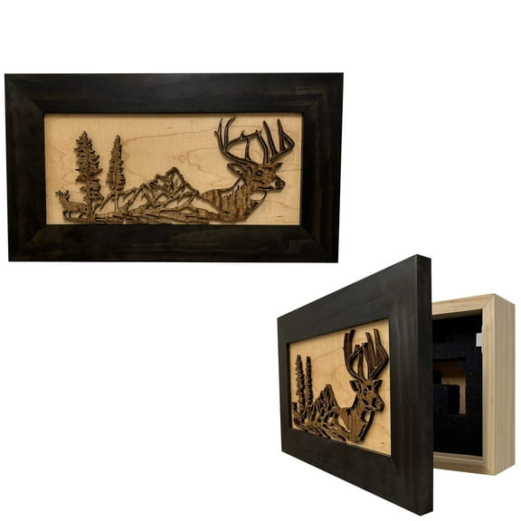 Bellewood Designs Wall Mounted Gun Cabinet with Deer Scene - Securely Store Your Gun In Plain Sight In This Wall DecorGun Safe