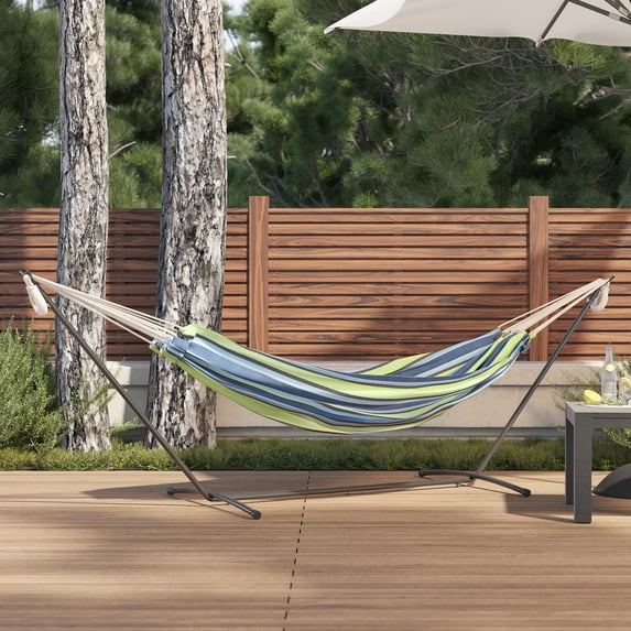 Belleze 10ft Double Hammock Stand with Carrying Bag, Portable Set, Oasis