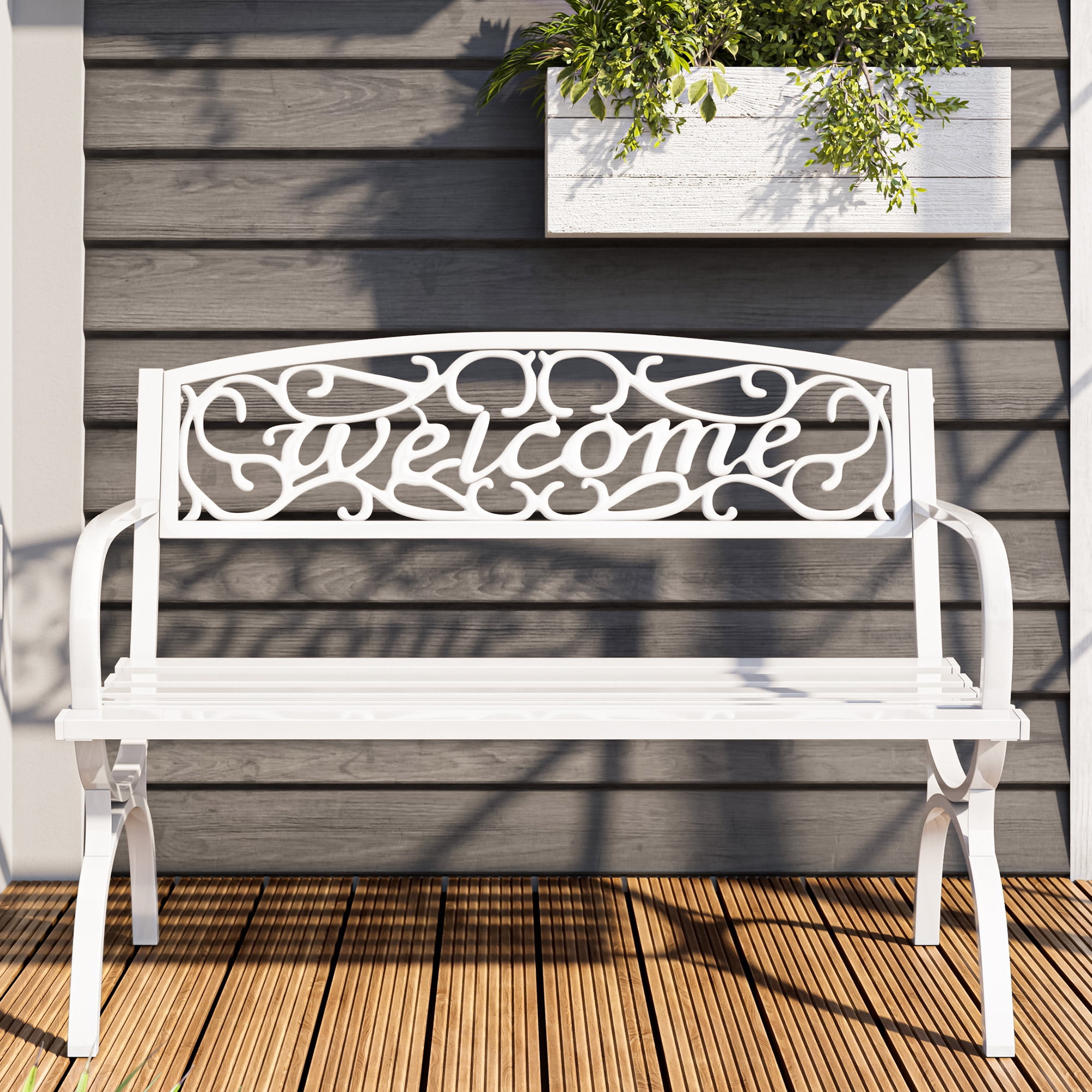 Outdoor bench seat white sale