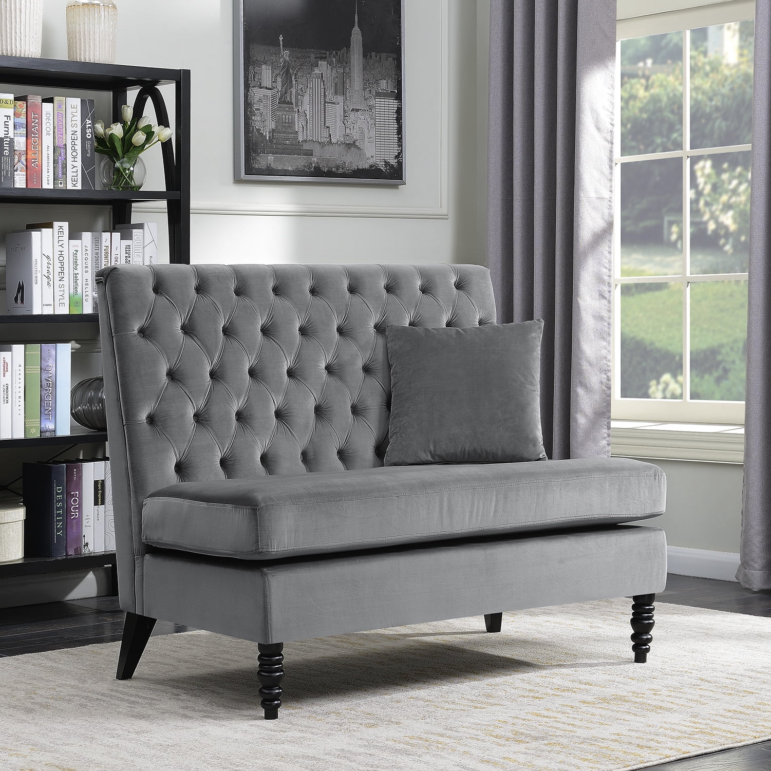Belleze Modern Button Tufted Settee Bedroom Bench Loveseat Sofa Velvet