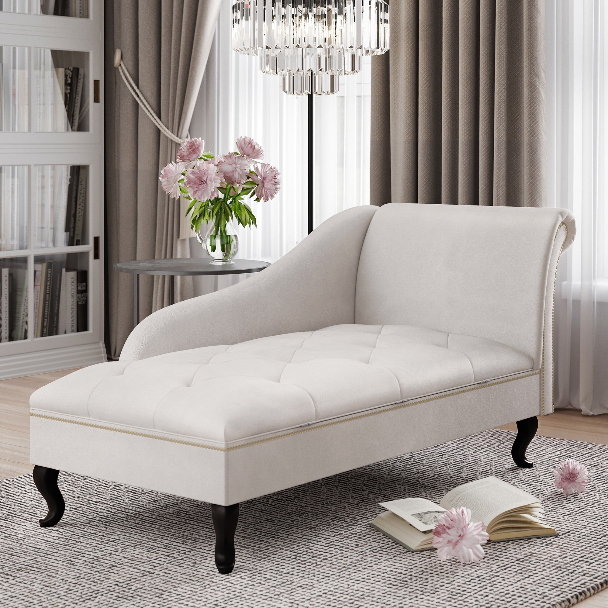 Free Shipping! Belleze Nailhead Indoor Velvet Furniture with Storage ...