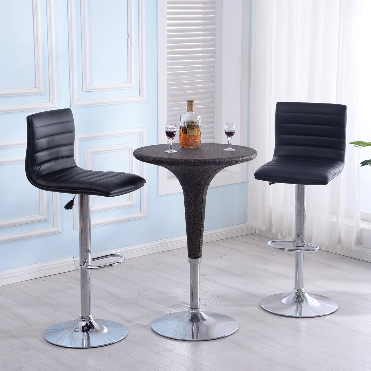 Belleze Set of (2) Faux Leather Hydraulic Swivel Gas Lift Height