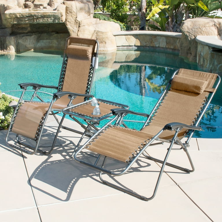 Belleze Set of 2 Zero Gravity Chair with Table Set Reclining