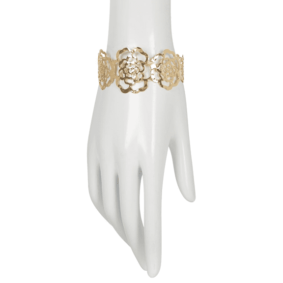 Bellezza Bronze Hammered Floral Openwork Cuff, 7-1/2"