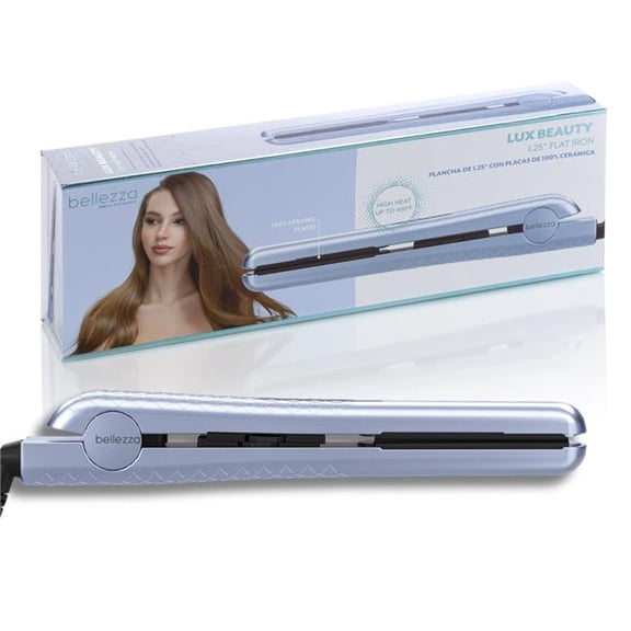 Bellezza Lux Beauty | 1.25' Solid Ceramic Ionic & Far-Infrared Technology Flat Iron - Powder Blue