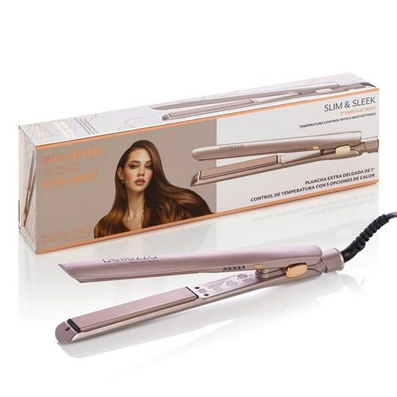 Bellezza Slim & Sleek | 1' Temperature Control Flat Iron | Champagne