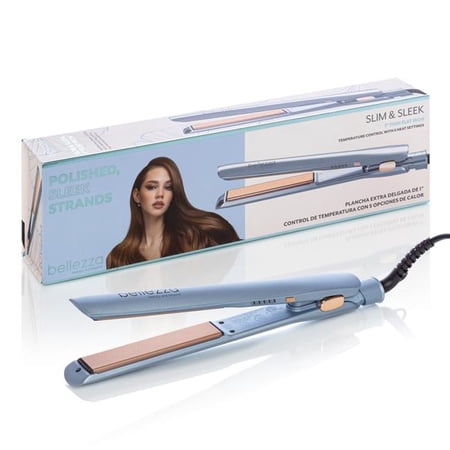 Bellezza BZA-FI-PROSLM-PWDB Slim & Sleek | 1' Temperature Control Flat Iron | Powder Blue