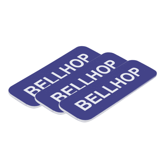 Bellhop 1 x 3" Name Tag/Badge, Blue, (3 Pack)