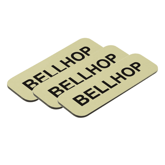 Bellhop 1 x 3" Name Tag/Badge, Brushed Gold, (3 Pack)