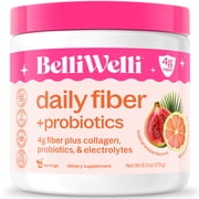 BelliWelli Daily Fiber Supplement with Probiotics, Electrolytes, and Collagen - Tropical Breeze, 6.4 oz