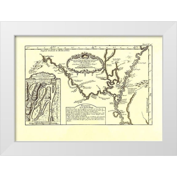 Bellin 14x11 White Modern Wood Framed Museum Art Print Titled - St Louis River Course - Bellin 1764