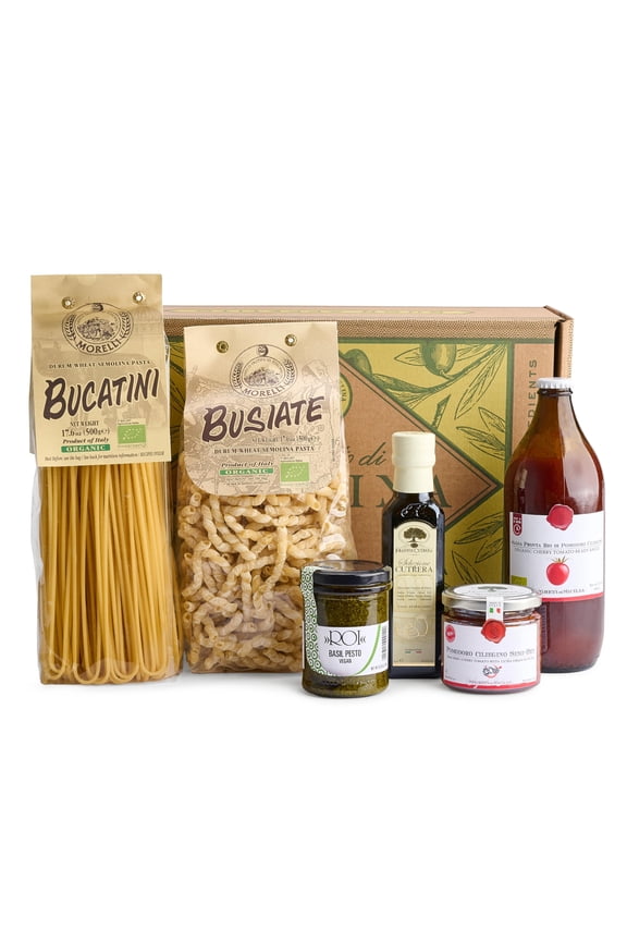 Italian Food Gift Basket La Cucina Italiana - Vegan-Friendly, All-Natural Pasta Gift Basket, Gourmet Present for Foodies, Anniversary, Holiday or Celebration