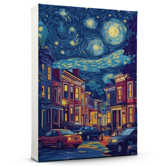 Bellingham Travel Canvas Art Print, Washington Canvas Wall art, Bellingham Travel Canvas Starry Night, Washington Decor Travel Artwork - 95AZ110