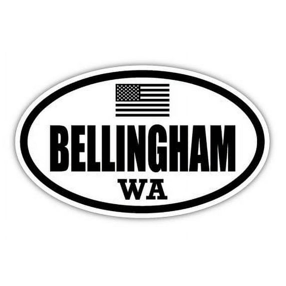 Bellingham WA Washington Whatcom County Stealthy Subdued Old Glory US Flag Oval Euro Decal Bumper Sticker 3M Vinyl 3" x 5"
