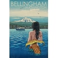 thumbnail image 1 of Bellingham, Washington, Mermaid and Mount Baker (12x18 Wall Art Poster, Room Decor), 1 of 3